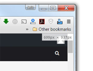 Chrome Developer Tools showing width and height of page